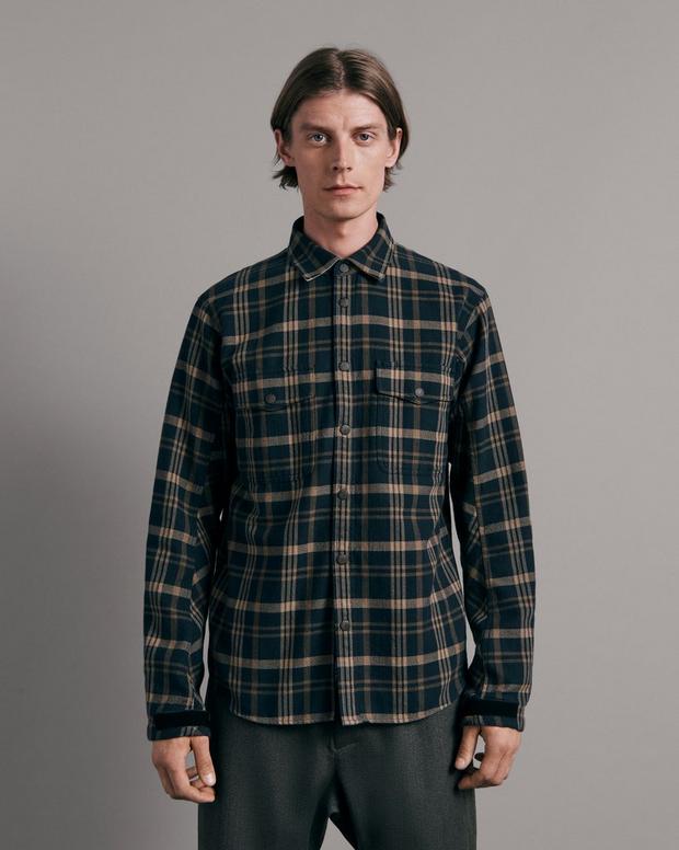 Buy the Navy Plaid Japanese Twill Jack Shirt | Rag & Bone MBW22FA328PJML_410